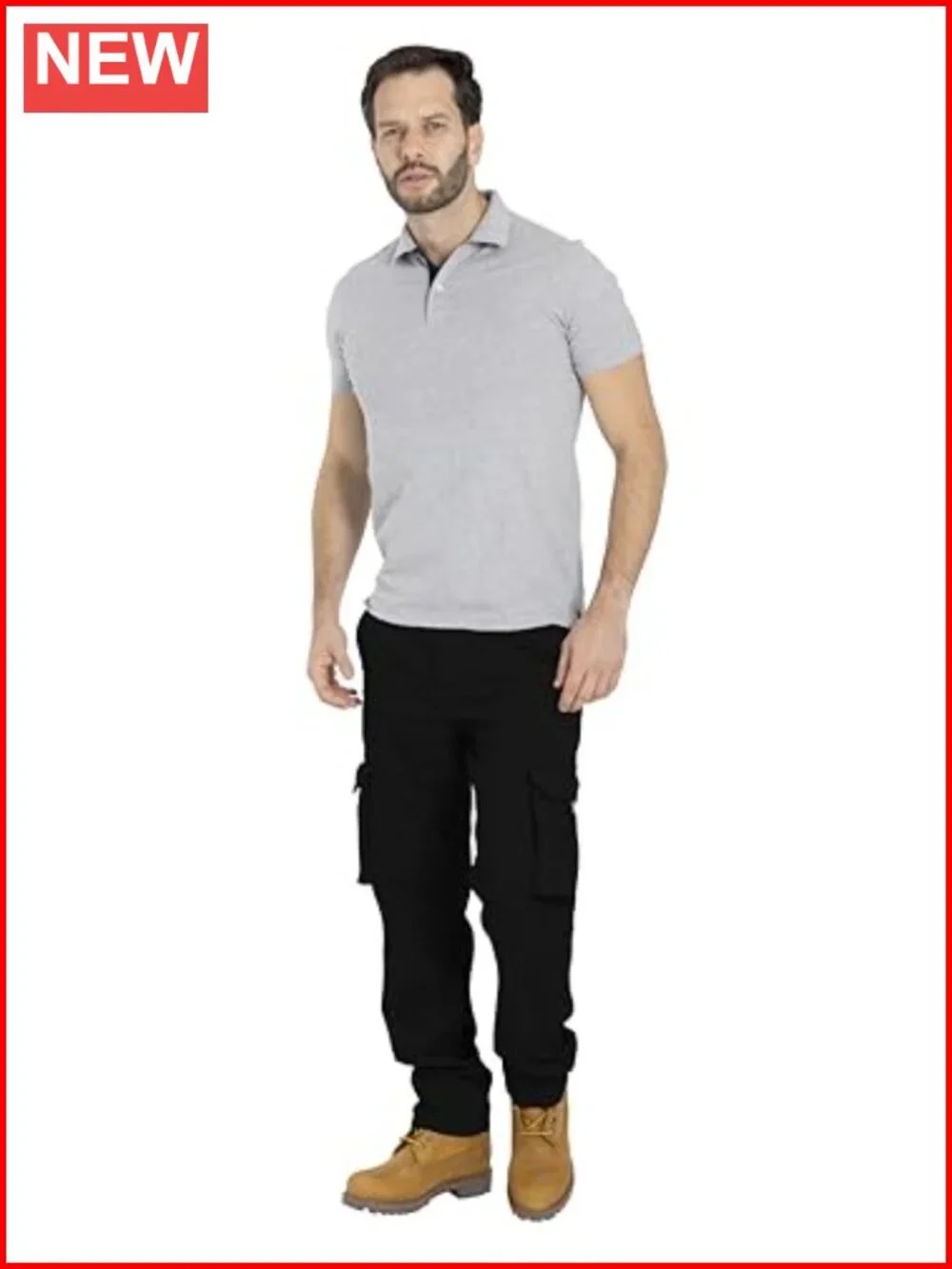 Men's Stretchable Cotton Blend Cargo Pants with 6 Pockets Regular Fit
